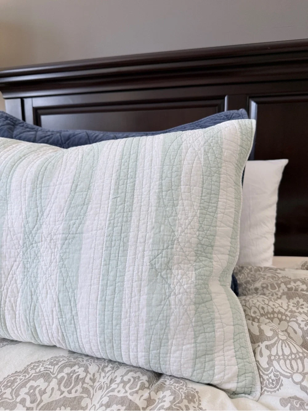 C&F Home Quilted Striped Standard Pillow Sham Pale Green